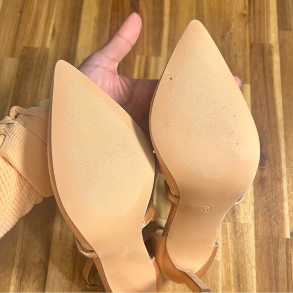 Lulus Freyana Rose Gold Satin Pointed-Toe Pumps Size 6.5 - Picture 9 of 16